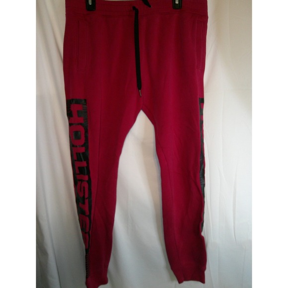 Vintage Hollister Joggers Sweatpants Lounge Drawstring Activewear Red Black L‎ - Picture 1 of 3